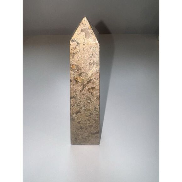 Marble Obelisk Figurine Decorative Accent Beige Cream 8" H X 2" L. - Picture 4 of 7